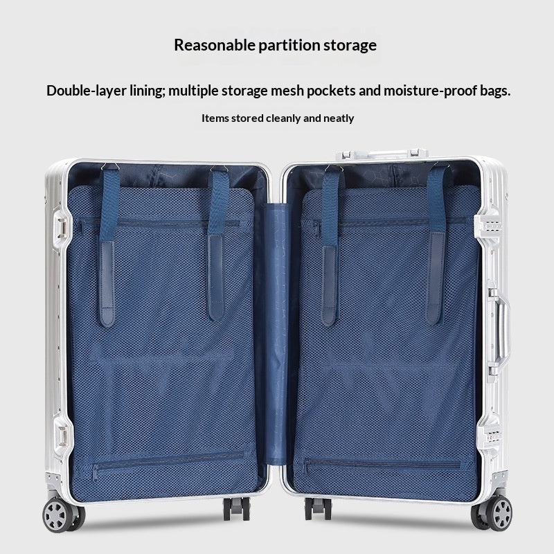 Aluminum-magnesium Alloy Trolley Case With Universal Wheels And A Combination Lock