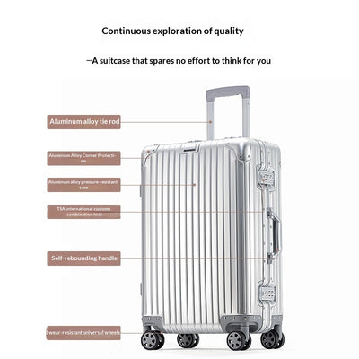 Aluminum-magnesium Alloy Trolley Case With Universal Wheels And A Combination Lock