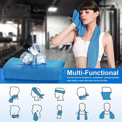 Cooling Sports Towel Quick-Dry, Sweat Absorbing, Ice Cold Fabric For Outdoor Fitness, Yoga, And Gym Workouts