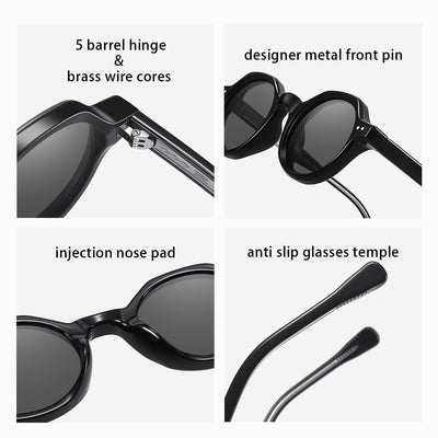 Round Vintage Acetate Sunglasses for Men & Women – Polarized Retro Circle Frame with UV400 Protection, 7 Colorways