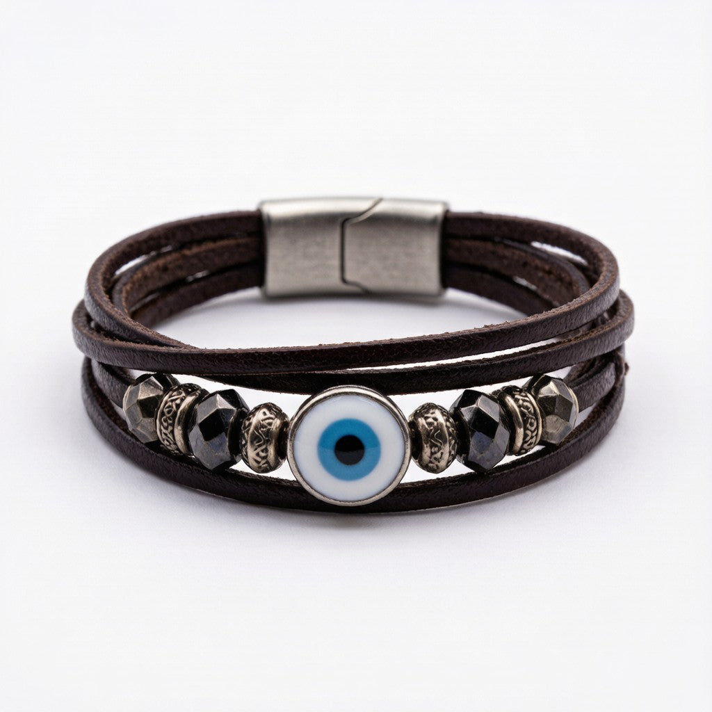 Multi-layer braided evil eye bracelet - detail