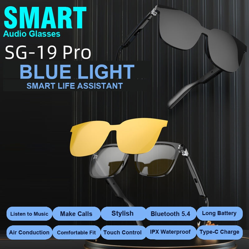 HD UV-Resistant Smart Glasses - main product image with English text