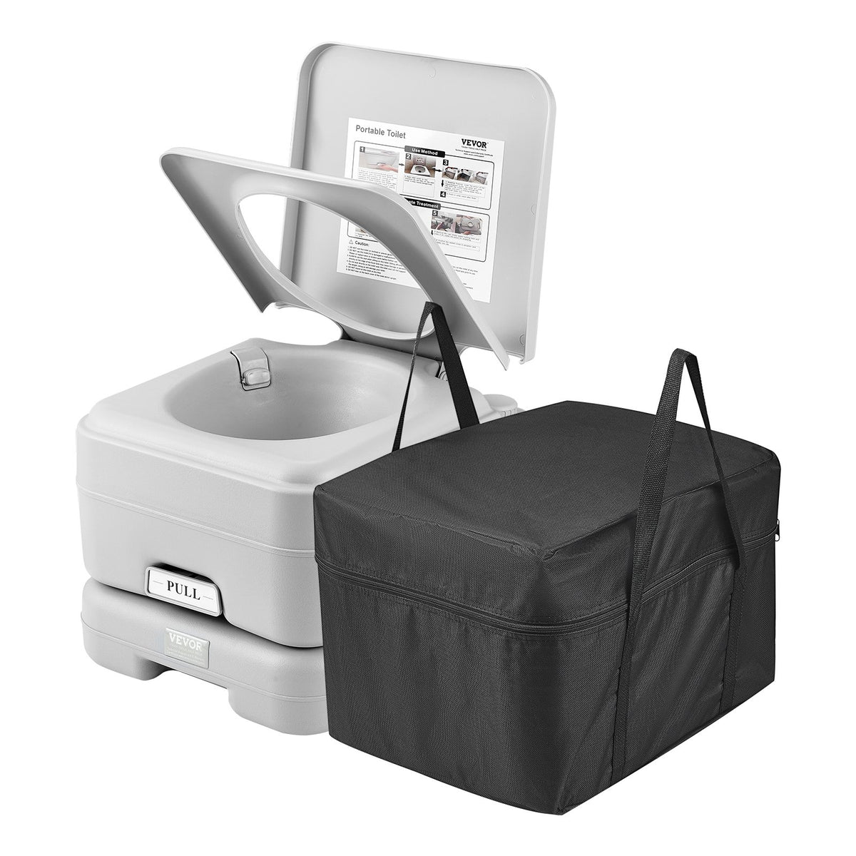 VEVOR 3.2 gallon portable camping toilet with carry bag